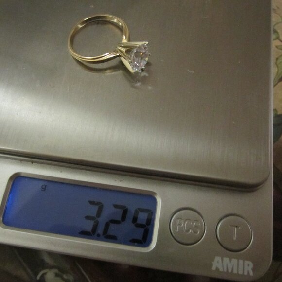Solid 14KT Gold Diamonique CZ Ring - 3.2 gr - Not Scrap Size 6 - Picture 3 of 7